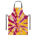Red And Yellow Spider Tie Dye Print Bib Apron With Pocket