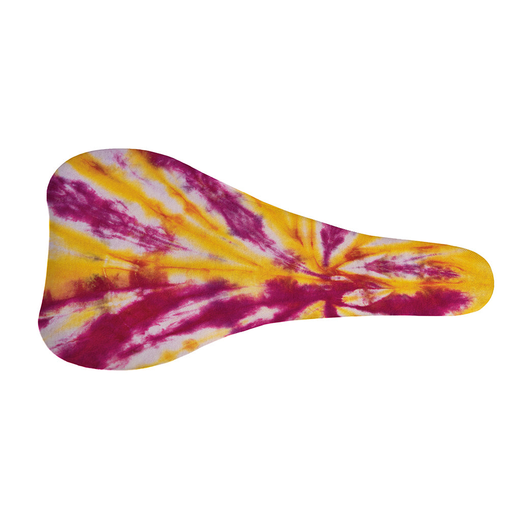 Red And Yellow Spider Tie Dye Print Bicycle Seat Cover