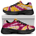 Red And Yellow Spider Tie Dye Print Black Chunky Shoes