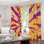 Red And Yellow Spider Tie Dye Print Blackout Grommet Curtains