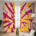 Red And Yellow Spider Tie Dye Print Dimout Pencil Pleat Curtains