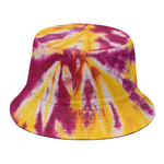 Red And Yellow Spider Tie Dye Print Bucket Hat