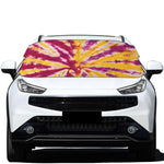 Red And Yellow Spider Tie Dye Print Car Windshield Snow Cover