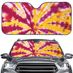 Red And Yellow Spider Tie Dye Print Car Windshield Sun Shade