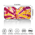 Red And Yellow Spider Tie Dye Print Car Windshield Sun Shade