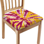 Red And Yellow Spider Tie Dye Print Chair Cushion Cover