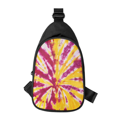 Red And Yellow Spider Tie Dye Print Chest Bag