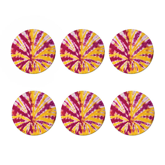 Red And Yellow Spider Tie Dye Print Coaster Set