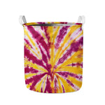 Red And Yellow Spider Tie Dye Print Collapsible Laundry Basket