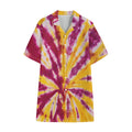 Red And Yellow Spider Tie Dye Print Cotton Hawaiian Shirt