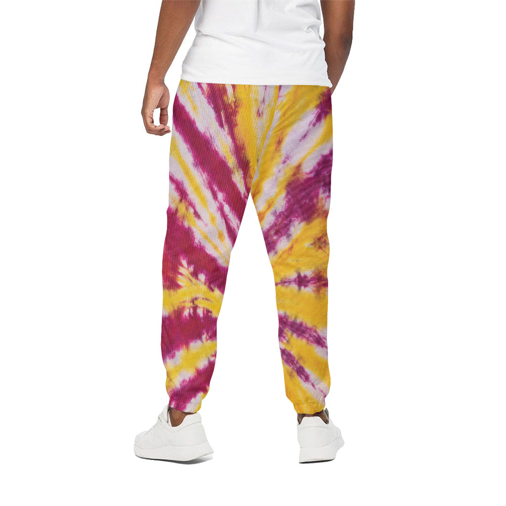 Red And Yellow Spider Tie Dye Print Cotton Pants