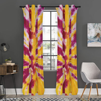 Red And Yellow Spider Tie Dye Print Curtain