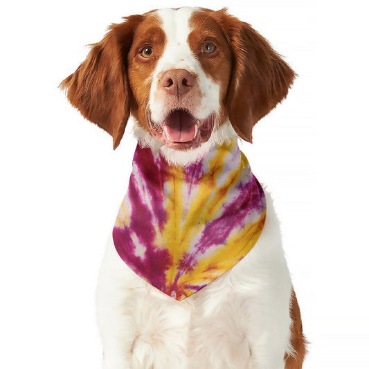 Red And Yellow Spider Tie Dye Print Dog Bandana