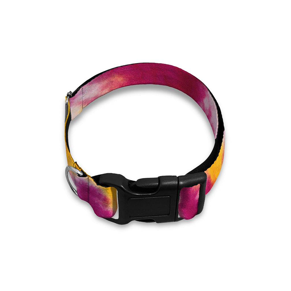 Red And Yellow Spider Tie Dye Print Dog Collar