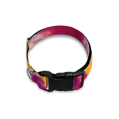 Red And Yellow Spider Tie Dye Print Dog Collar