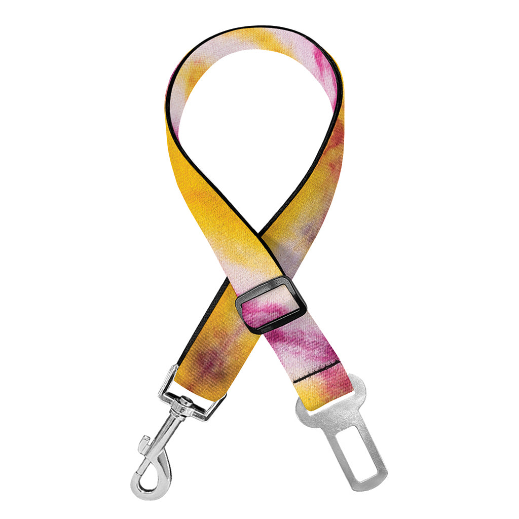 Red And Yellow Spider Tie Dye Print Dog Seat Belt