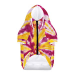 Red And Yellow Spider Tie Dye Print Dog Zip Up Hoodie