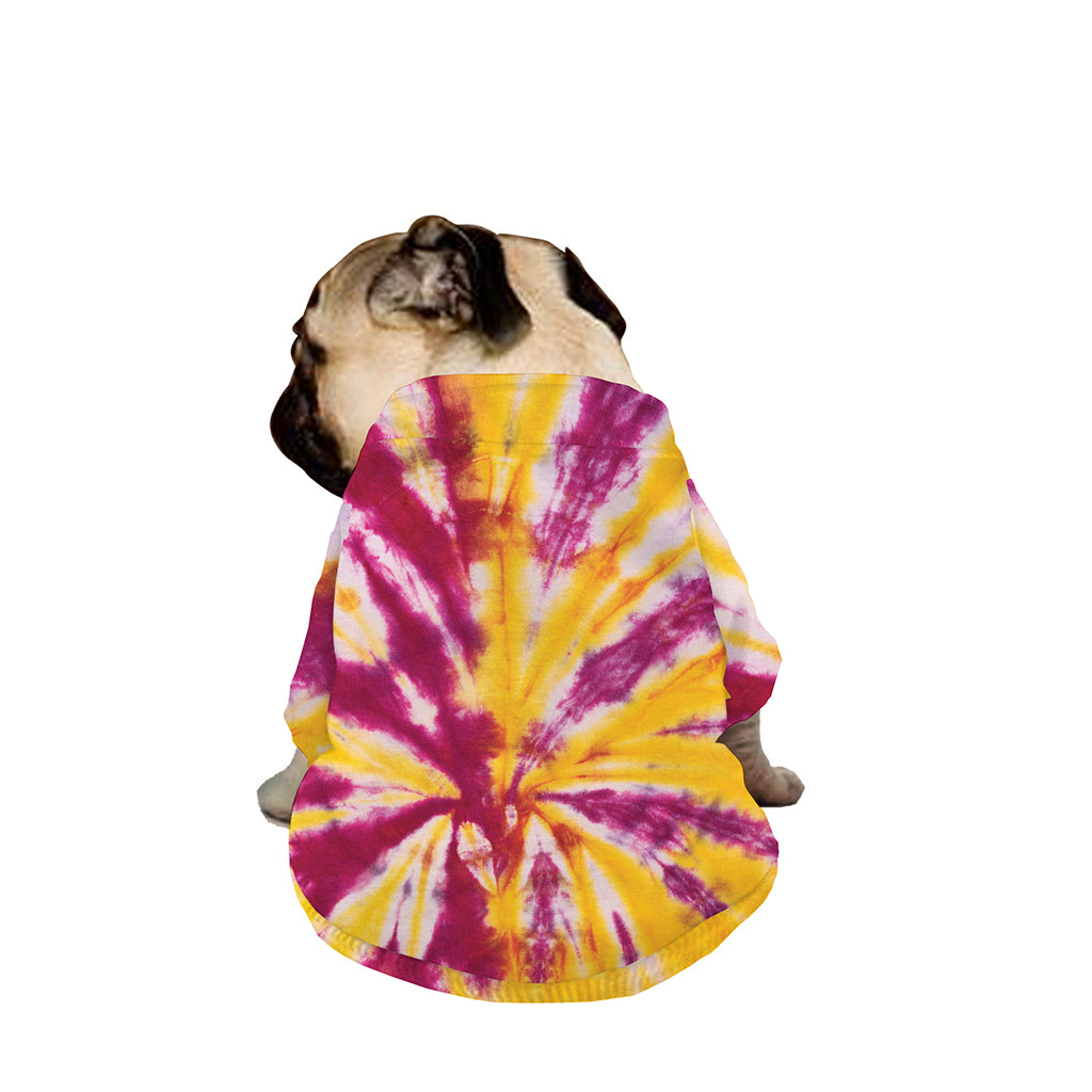 Red And Yellow Spider Tie Dye Print Dog Zip Up Jacket