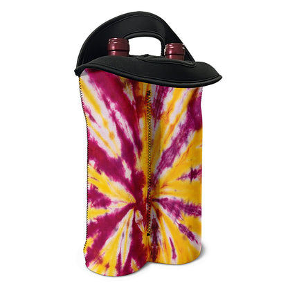 Red And Yellow Spider Tie Dye Print Double Neoprene Wine Tote