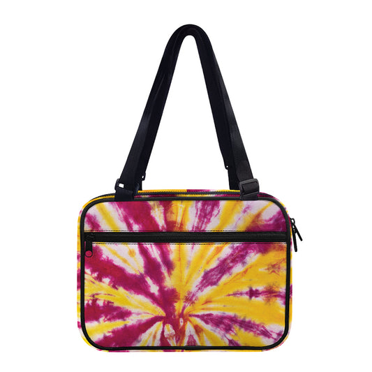 Red And Yellow Spider Tie Dye Print Double Strap Bible Bag