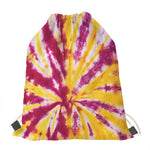 Red And Yellow Spider Tie Dye Print Drawstring Bag