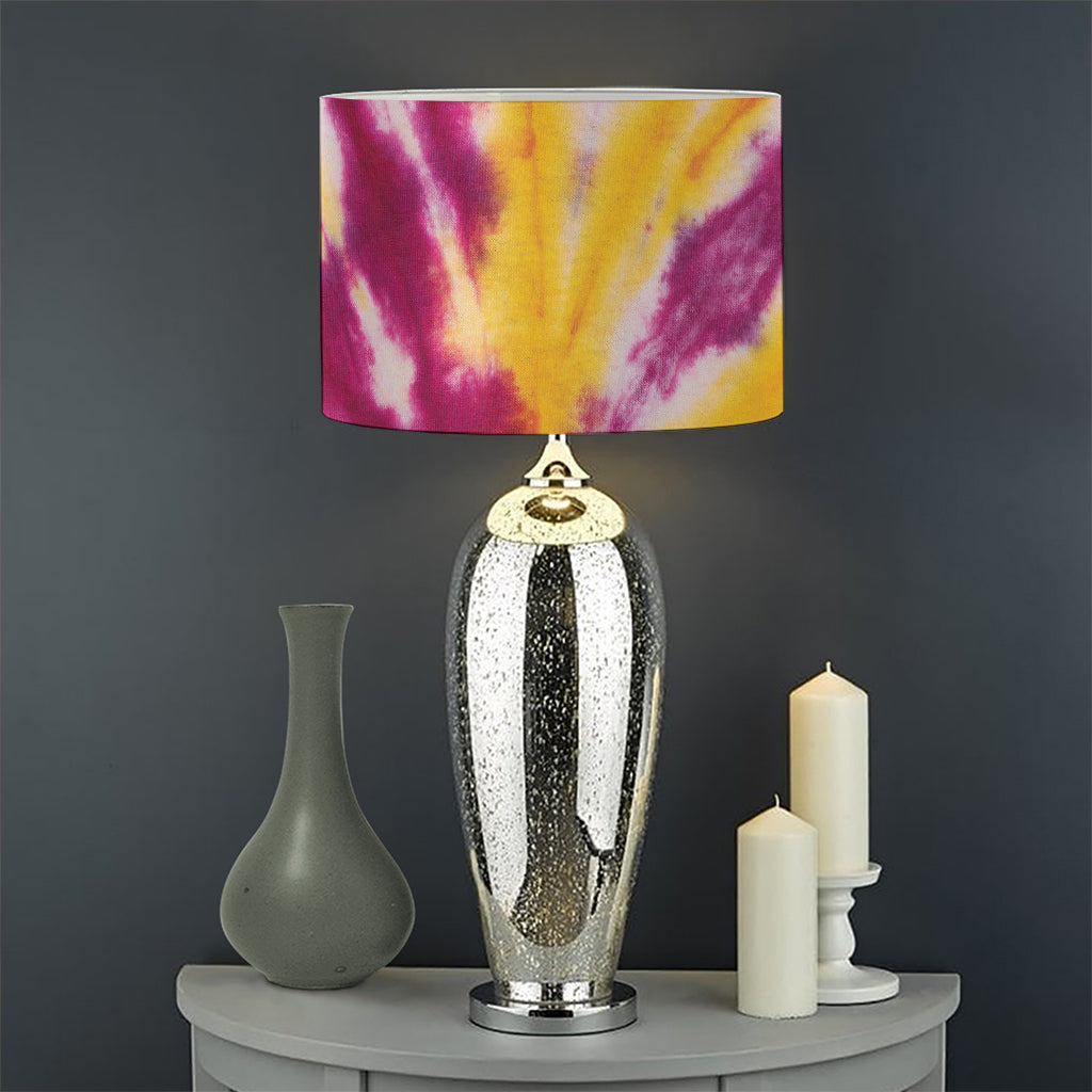 Red And Yellow Spider Tie Dye Print Drum Lamp Shade