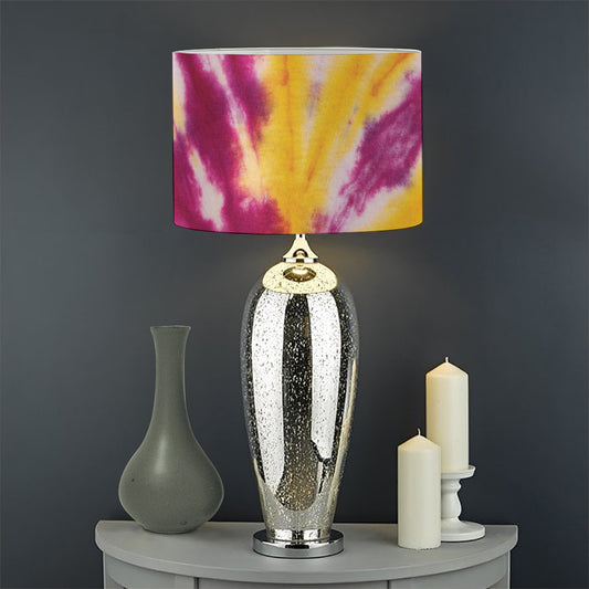 Red And Yellow Spider Tie Dye Print Drum Lamp Shade