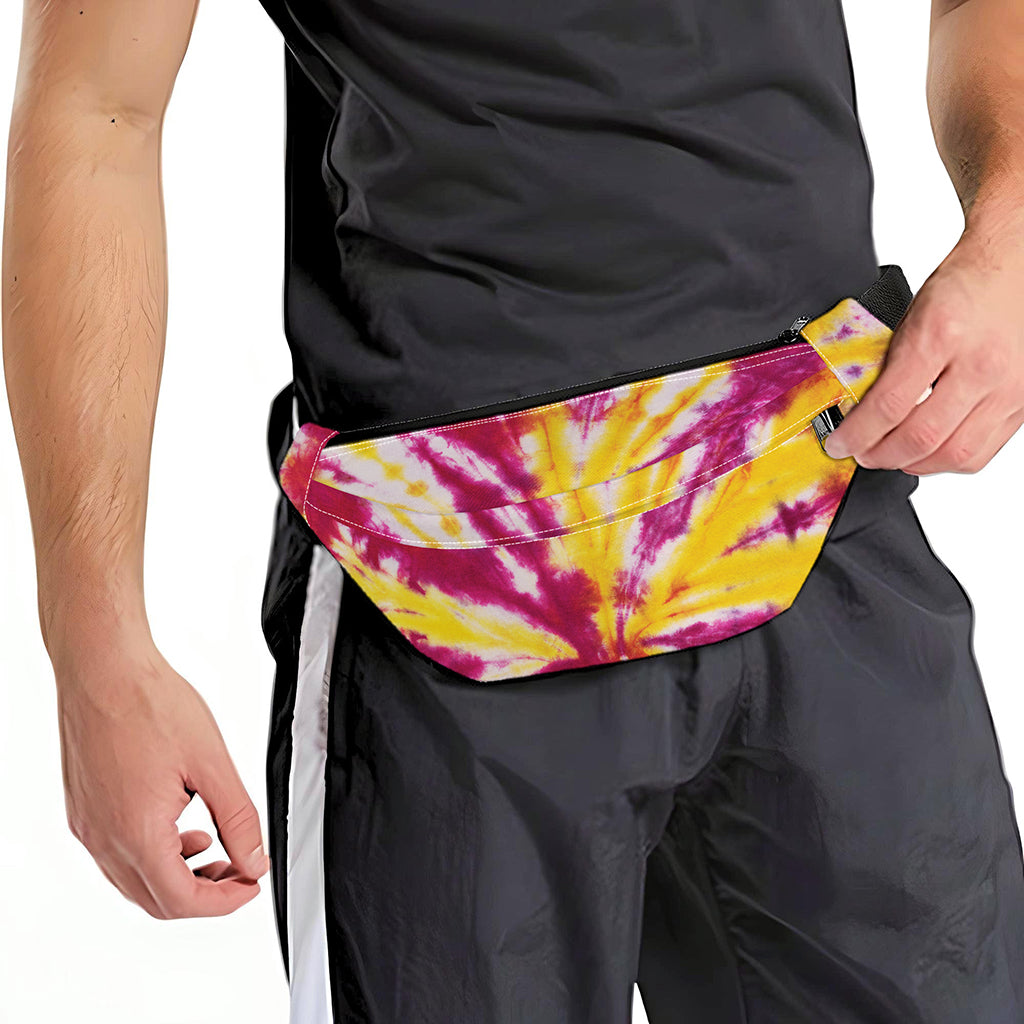 Red And Yellow Spider Tie Dye Print Fanny Pack