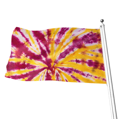 Red And Yellow Spider Tie Dye Print Flag