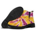 Red And Yellow Spider Tie Dye Print Flat Ankle Boots