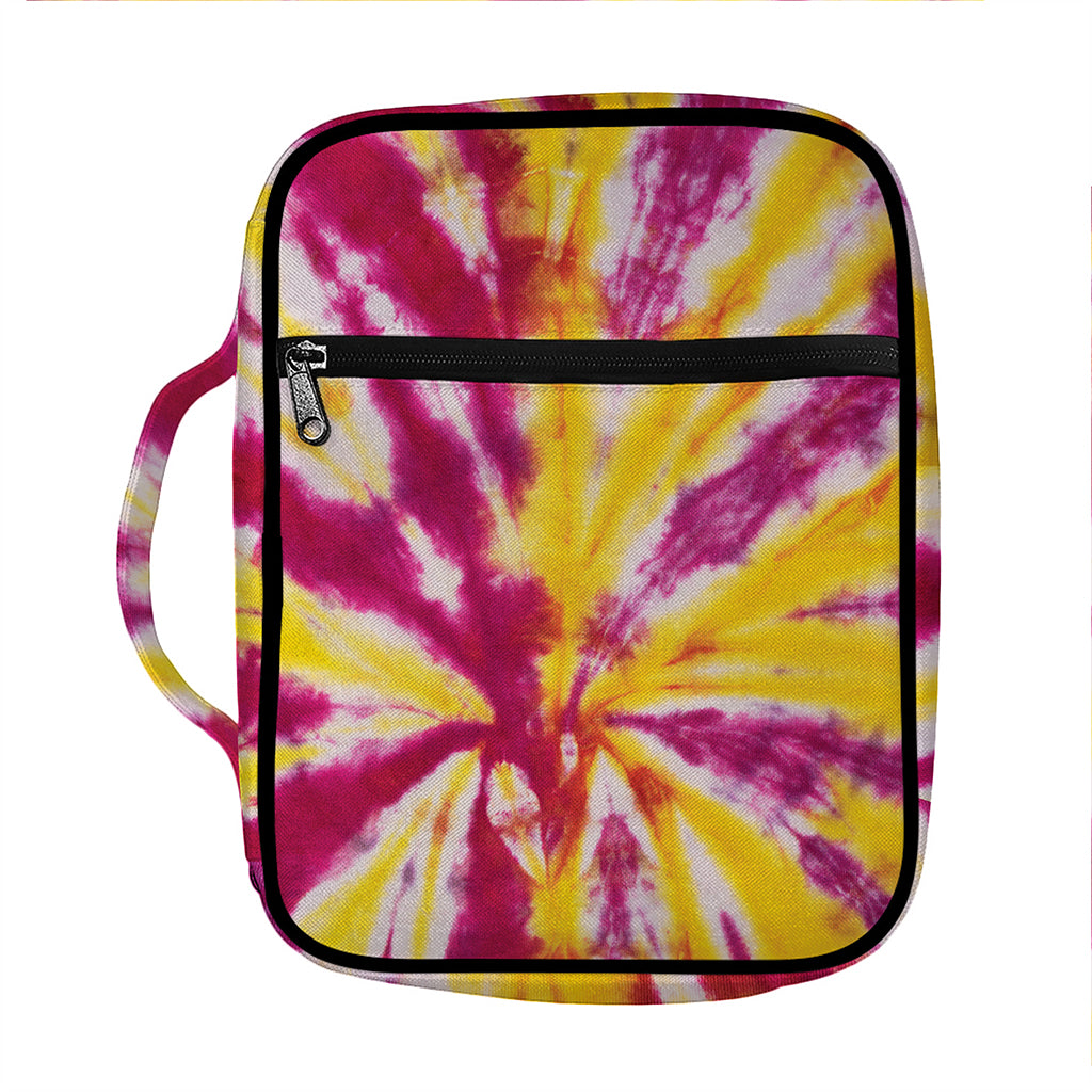 Red And Yellow Spider Tie Dye Print Front Pocket Bible Bag