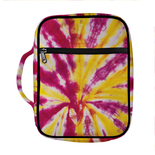 Red And Yellow Spider Tie Dye Print Front Pocket Bible Bag