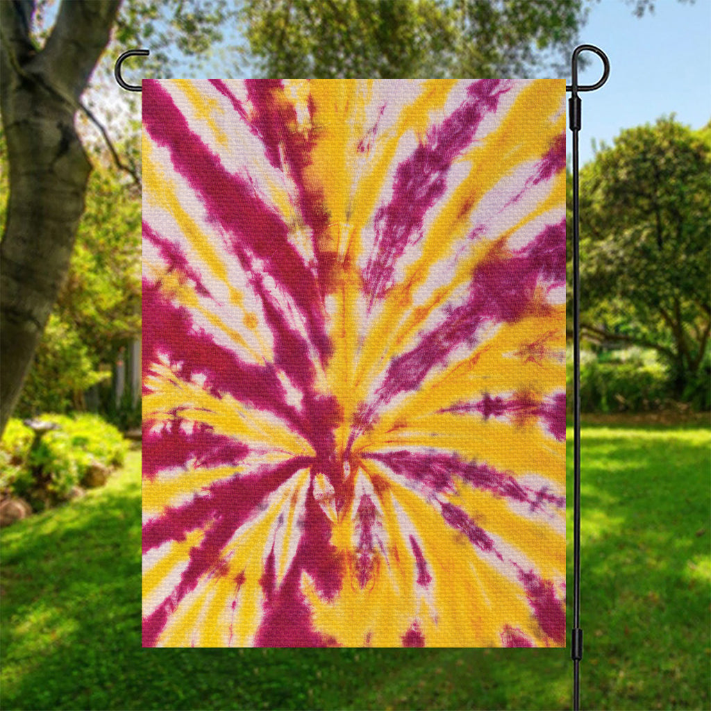 Red And Yellow Spider Tie Dye Print Garden Flag
