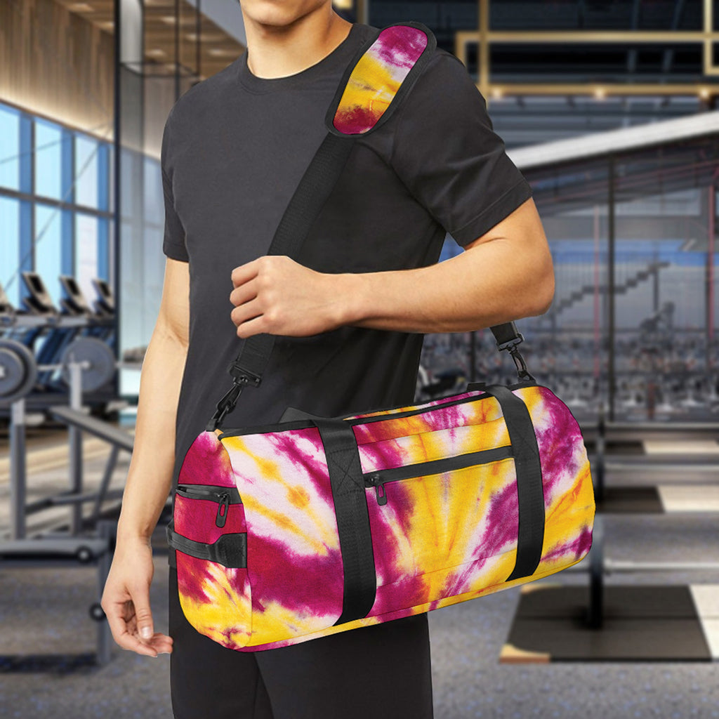Red And Yellow Spider Tie Dye Print Gym Bag