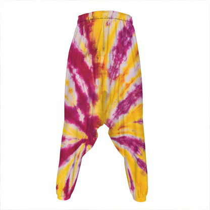Red And Yellow Spider Tie Dye Print Hammer Pants