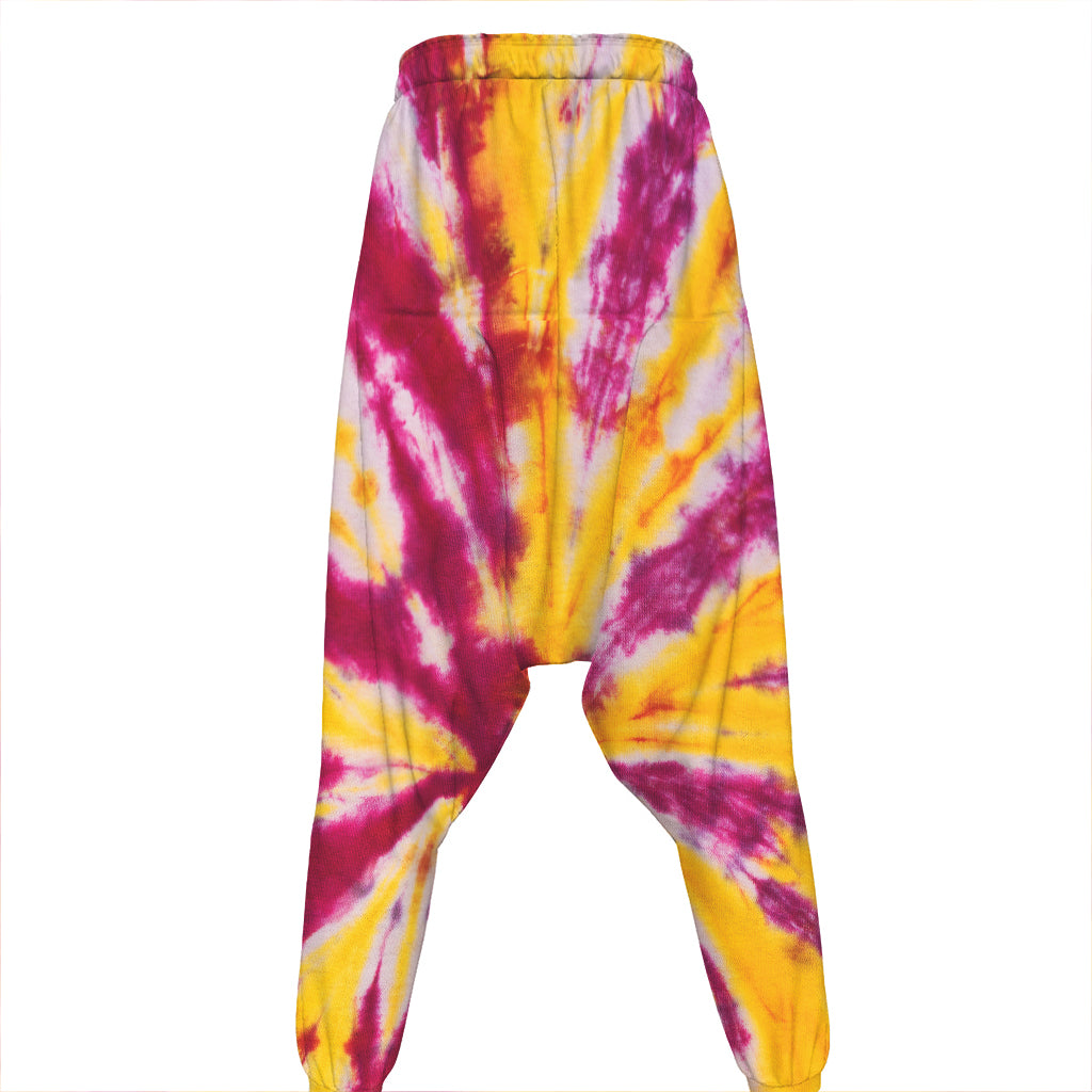 Red And Yellow Spider Tie Dye Print Hammer Pants