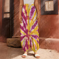 Red And Yellow Spider Tie Dye Print Harem Pants
