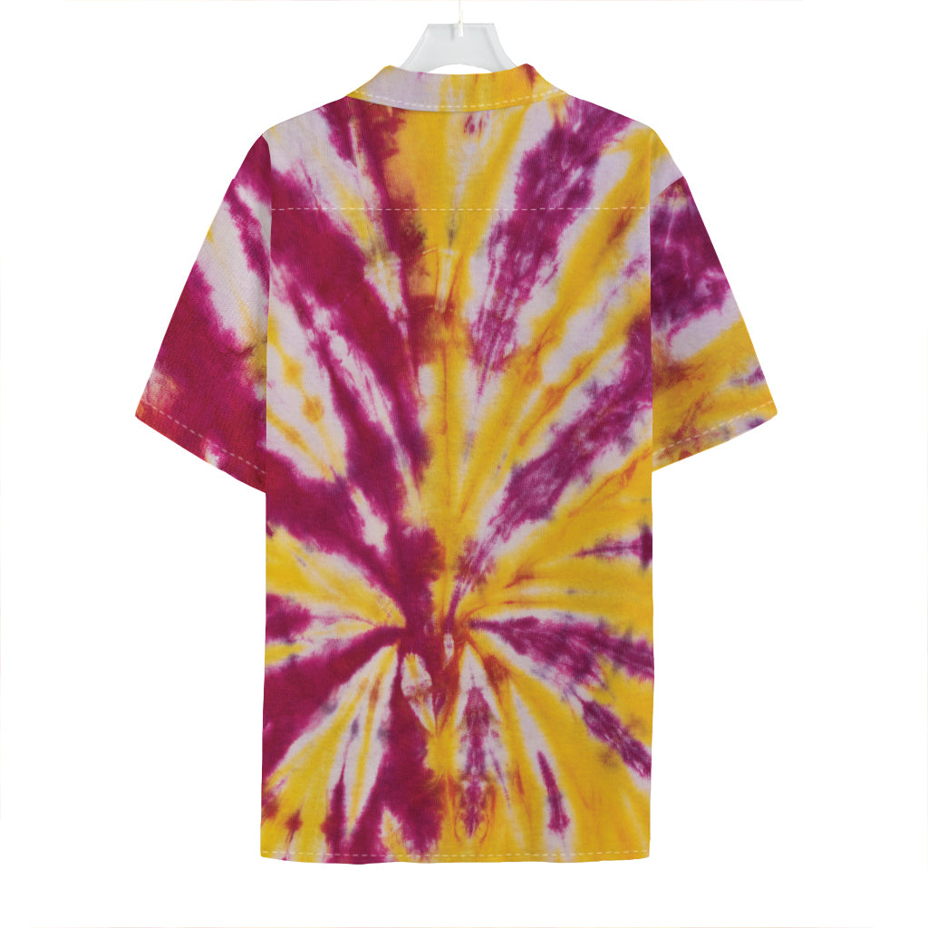 Red And Yellow Spider Tie Dye Print Hawaiian Shirt