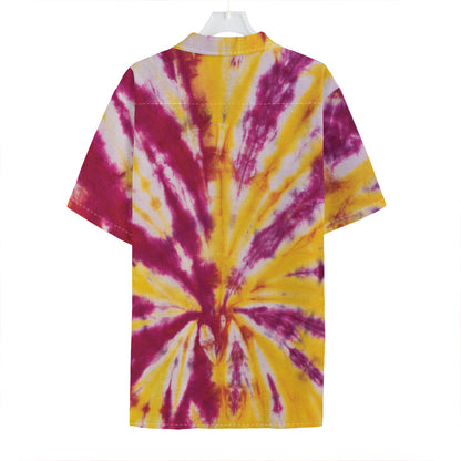 Red And Yellow Spider Tie Dye Print Hawaiian Shirt