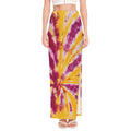 Red And Yellow Spider Tie Dye Print High Slit Maxi Skirt