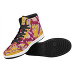 Red And Yellow Spider Tie Dye Print High Top Leather Sneakers