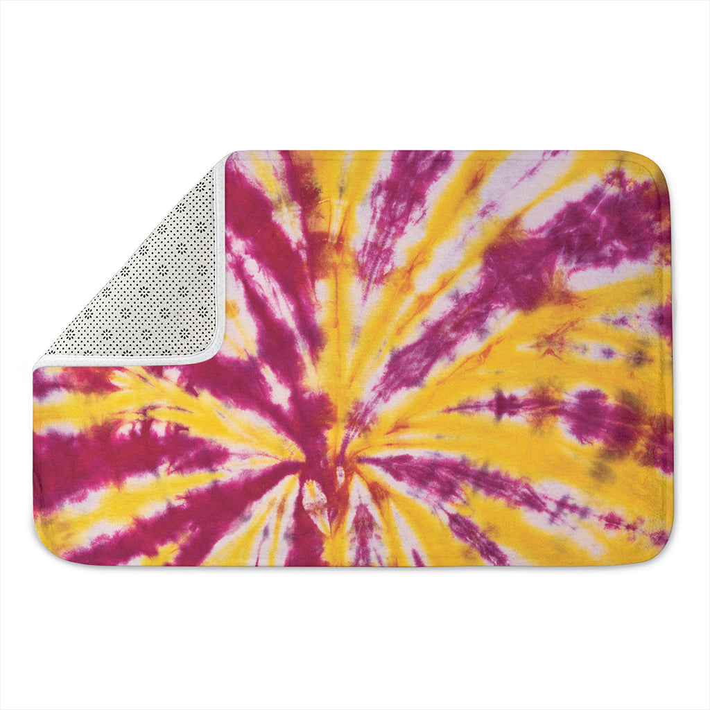 Red And Yellow Spider Tie Dye Print Indoor Door Mat