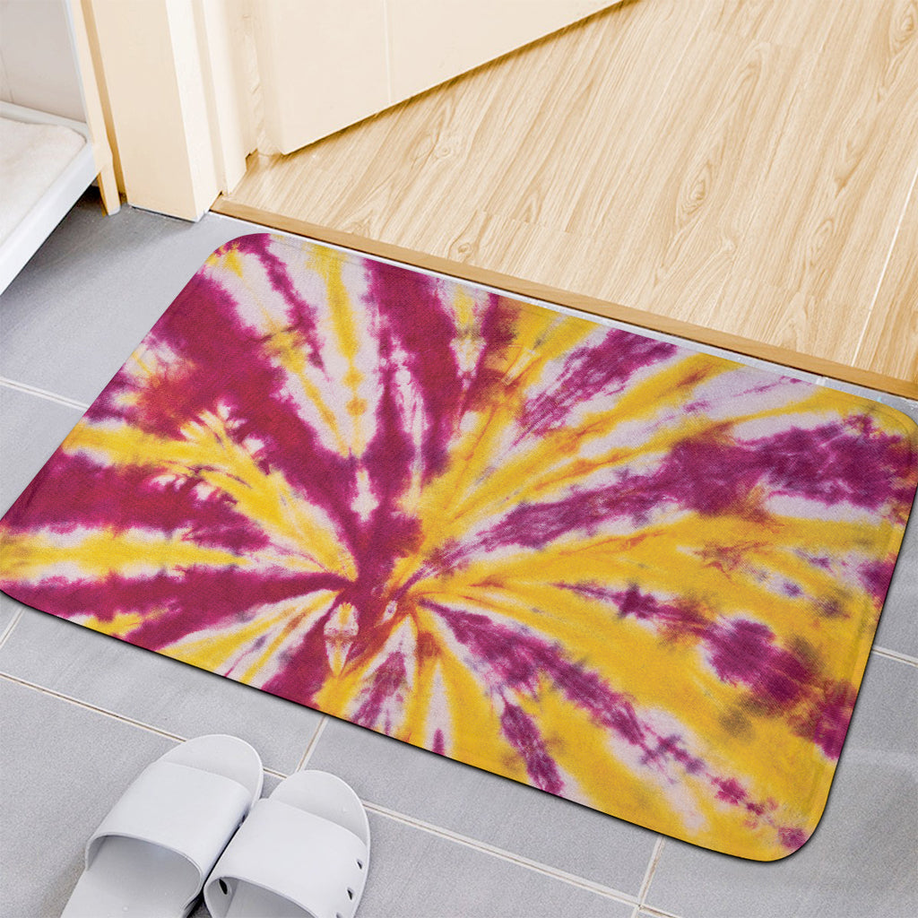 Red And Yellow Spider Tie Dye Print Indoor Door Mat