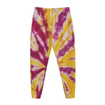 Red And Yellow Spider Tie Dye Print Jogger Pants