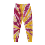 Red And Yellow Spider Tie Dye Print Jogger Pants