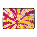 Red And Yellow Spider Tie Dye Print Kitchen Mat