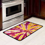 Red And Yellow Spider Tie Dye Print Kitchen Mat