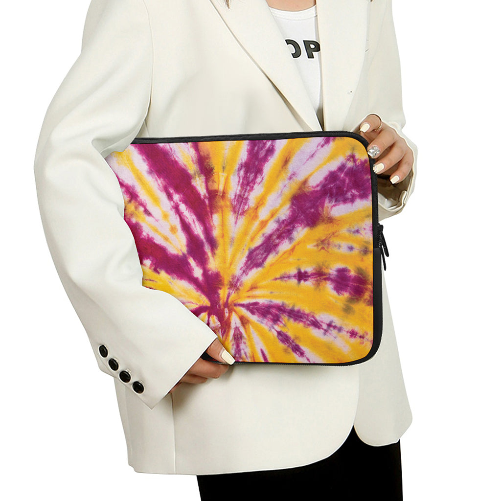 Red And Yellow Spider Tie Dye Print Laptop Sleeve