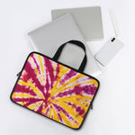 Red And Yellow Spider Tie Dye Print Laptop Sleeve With Handle