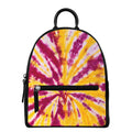 Red And Yellow Spider Tie Dye Print Leather Backpack